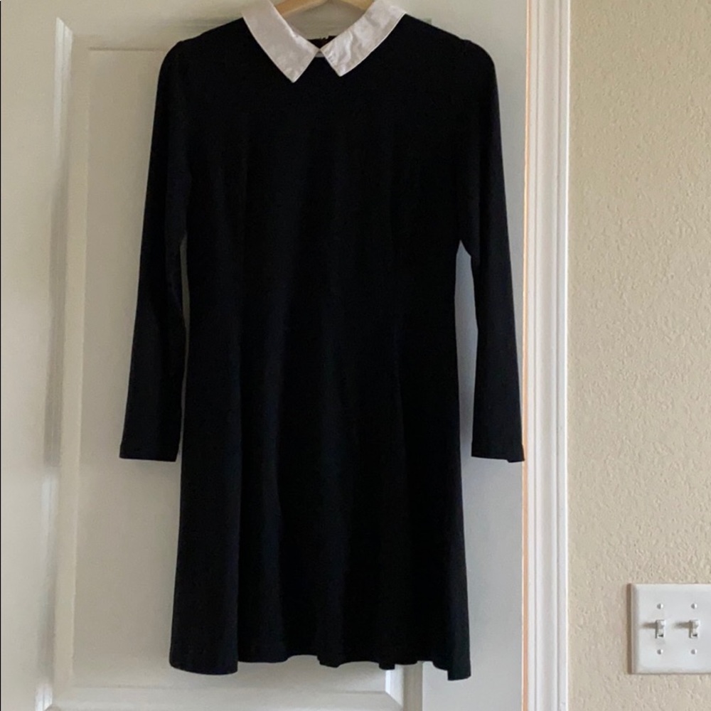White collared black dress